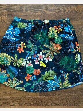 LOFT Navy Floral Tropical Skirt - Size SMALL